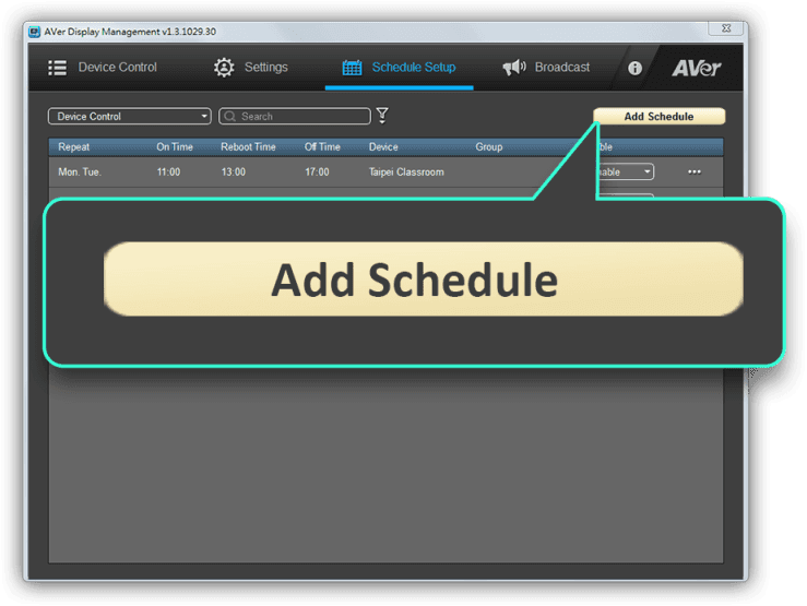 Schedule power on/off, reboots, and firmware updates.