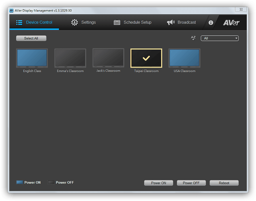 Power on/off for classroom schedules, and reboot anytime.
